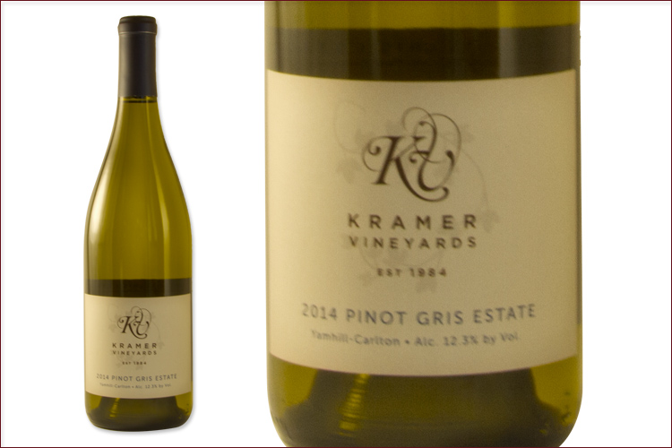  Kramer Vineyards 2014 Estate Pinot Gris bottle
