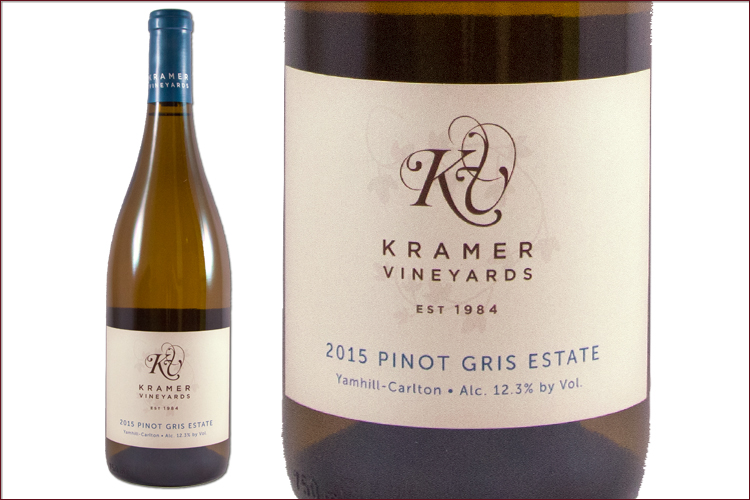 Kramer Vineyards 2015 Estate Pinot Gris wine bottle